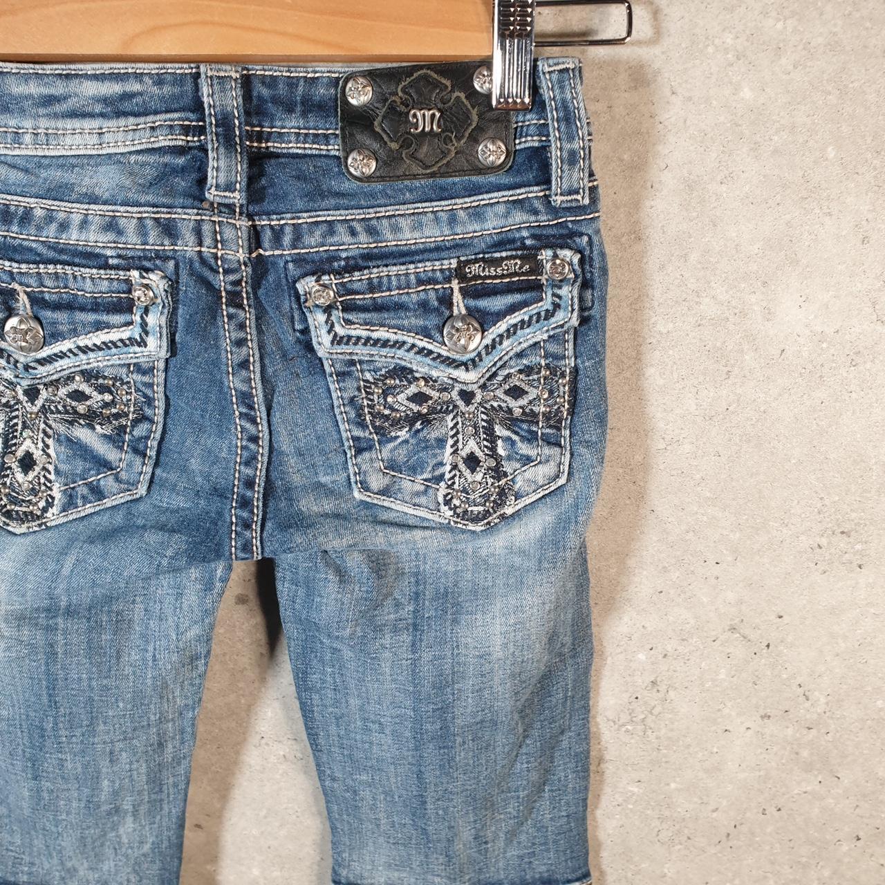 Vintage Miss Me Baggy Y2K Hip Hop Jeans Shorts Jorts Womens W24 Blue Denim Low Rise