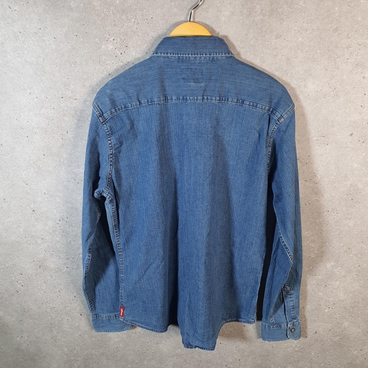 Vintage Wrangler Denim Jean Trucker Shirt Mens Large Blue Button