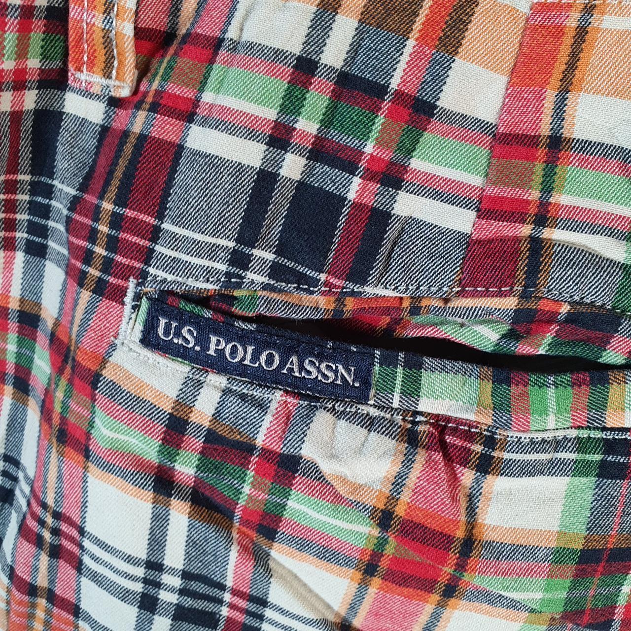 Vintage U.S. Polo Assn. Chino Shorts Jorts Cargo Mens W38 Checkered Baggy Cotton A4398