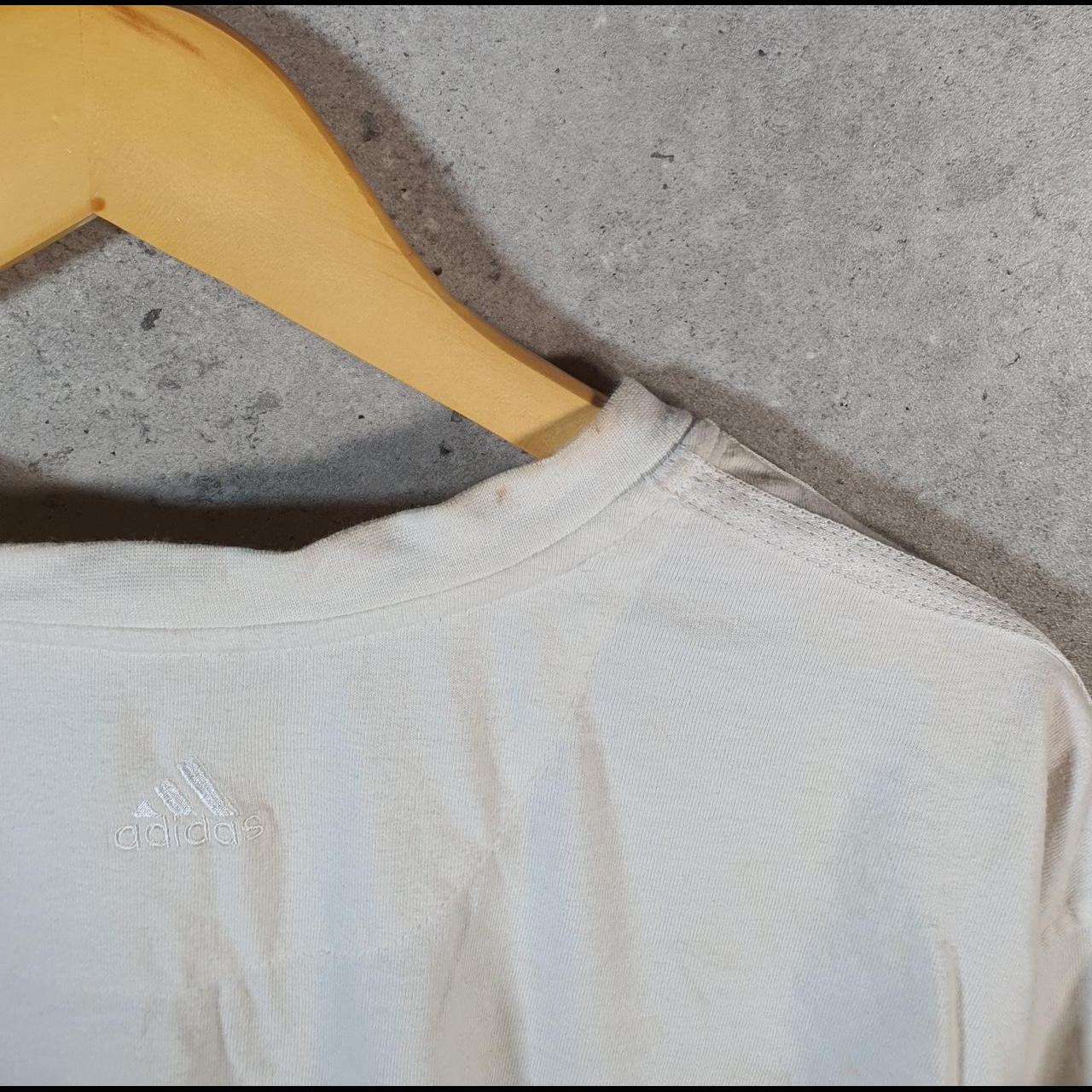 Vintage Adidas Spellout Embroidered T Shirt Men’s Large White Three Stripes Logo