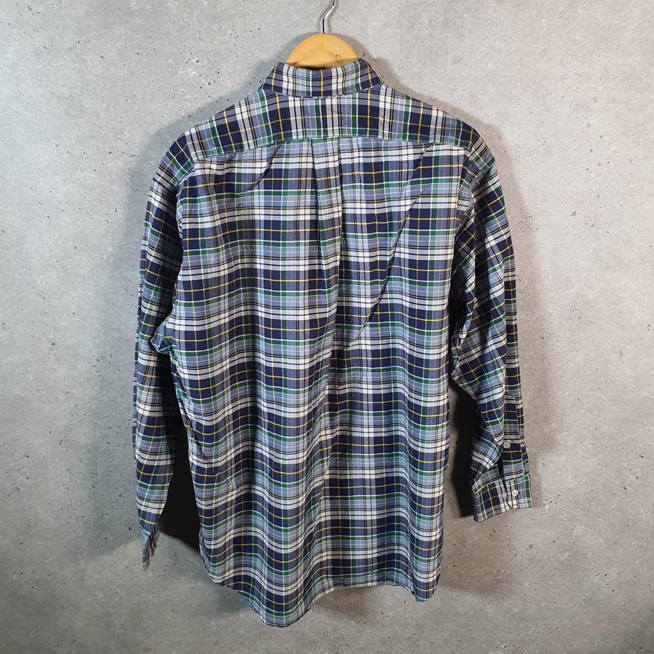 Vintage Ralph Lauren Button Down Shirt Men’s Medium Blue Checkered Big Shirt Pony Casual C8459