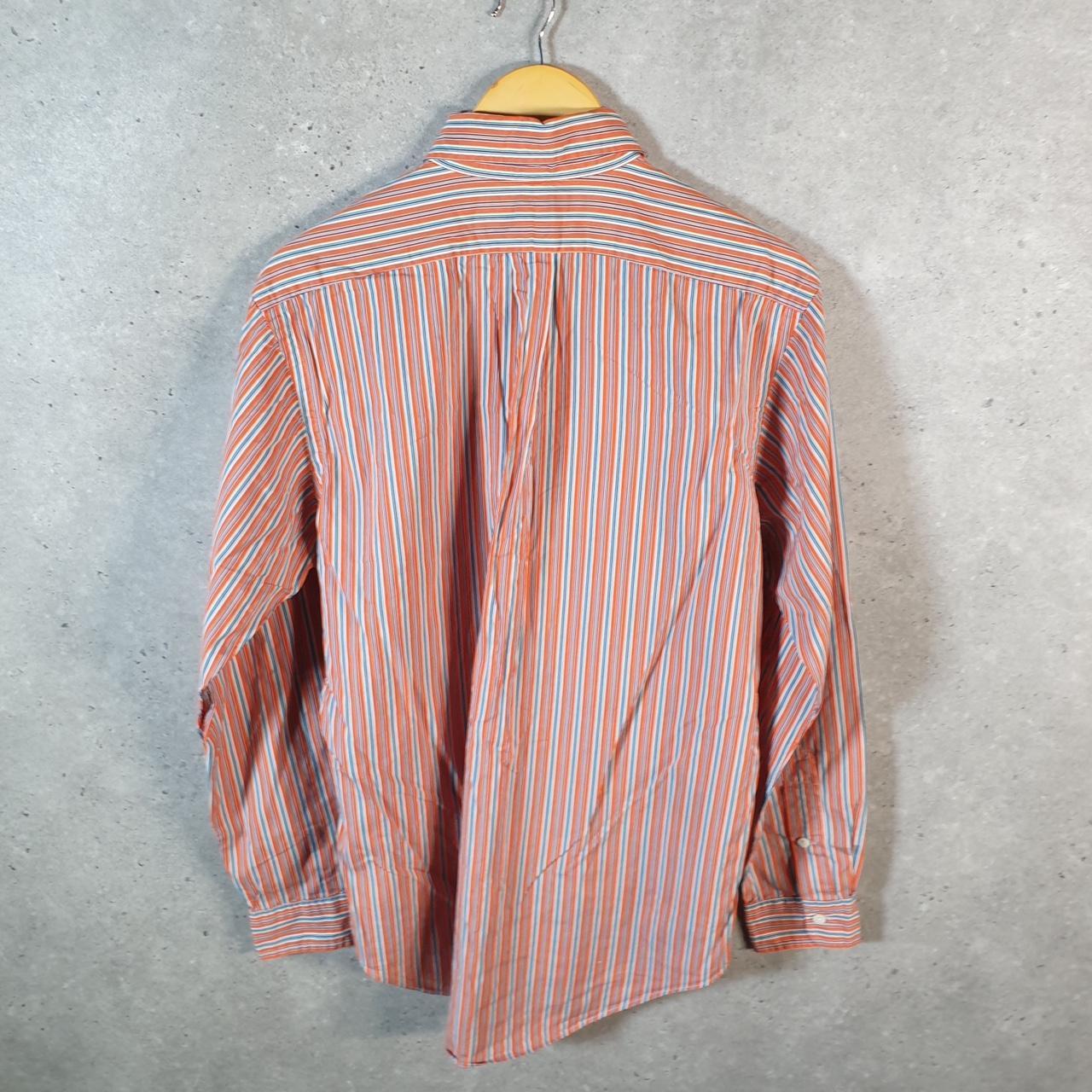 Vintage Ralph Lauren Button Down Shirt Men’s Medium Orange Striped Fit Cotton