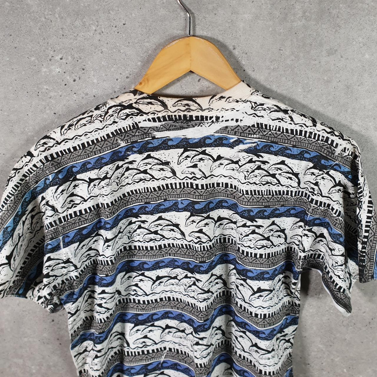 Vintage Pacific Coast Dolphins Graphic Single Stitch T Shirt Men’s Medium Striped Grey