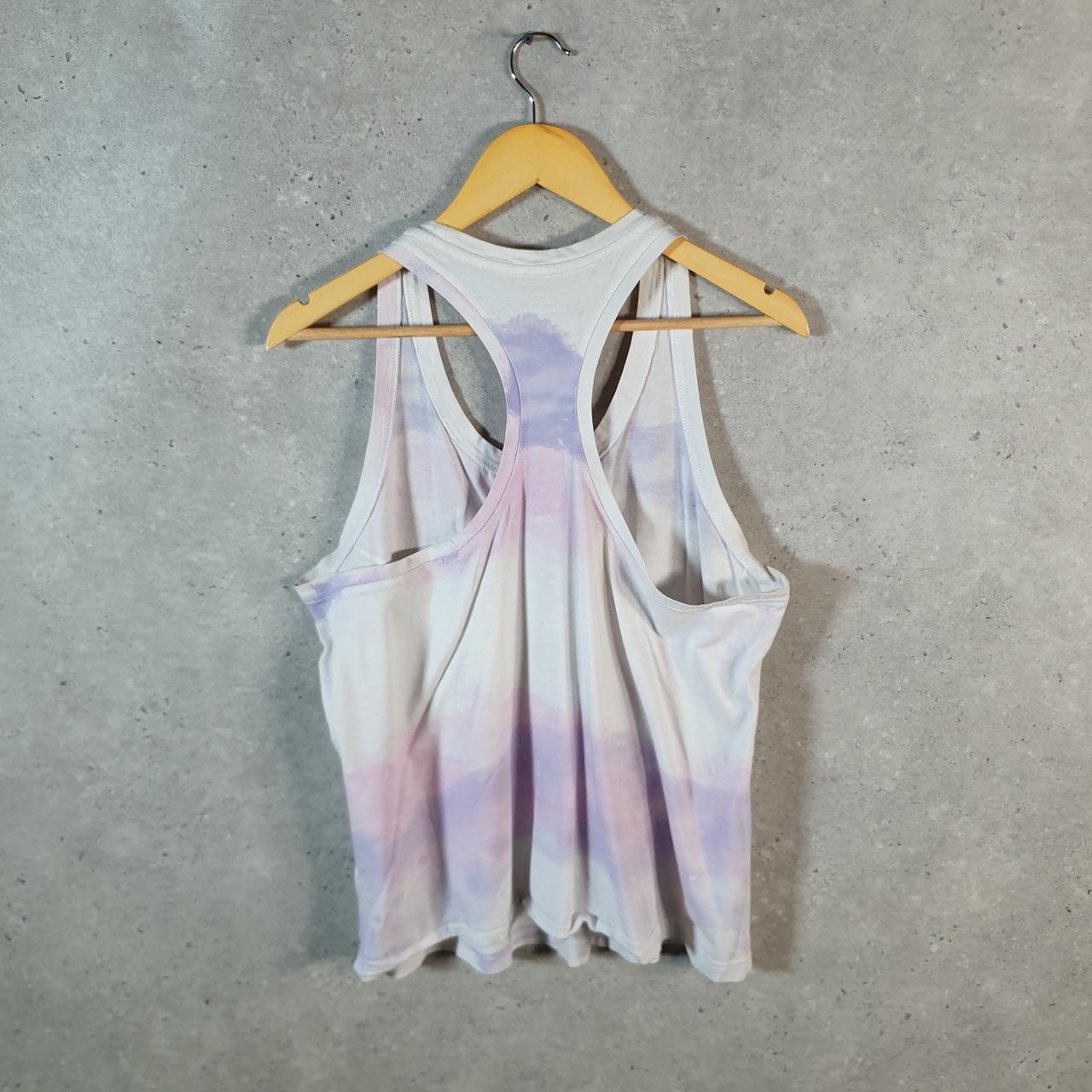 Vintage Nike Tie Dye Sports Vest Womens XL White Purple Logo Swoosh Athletic