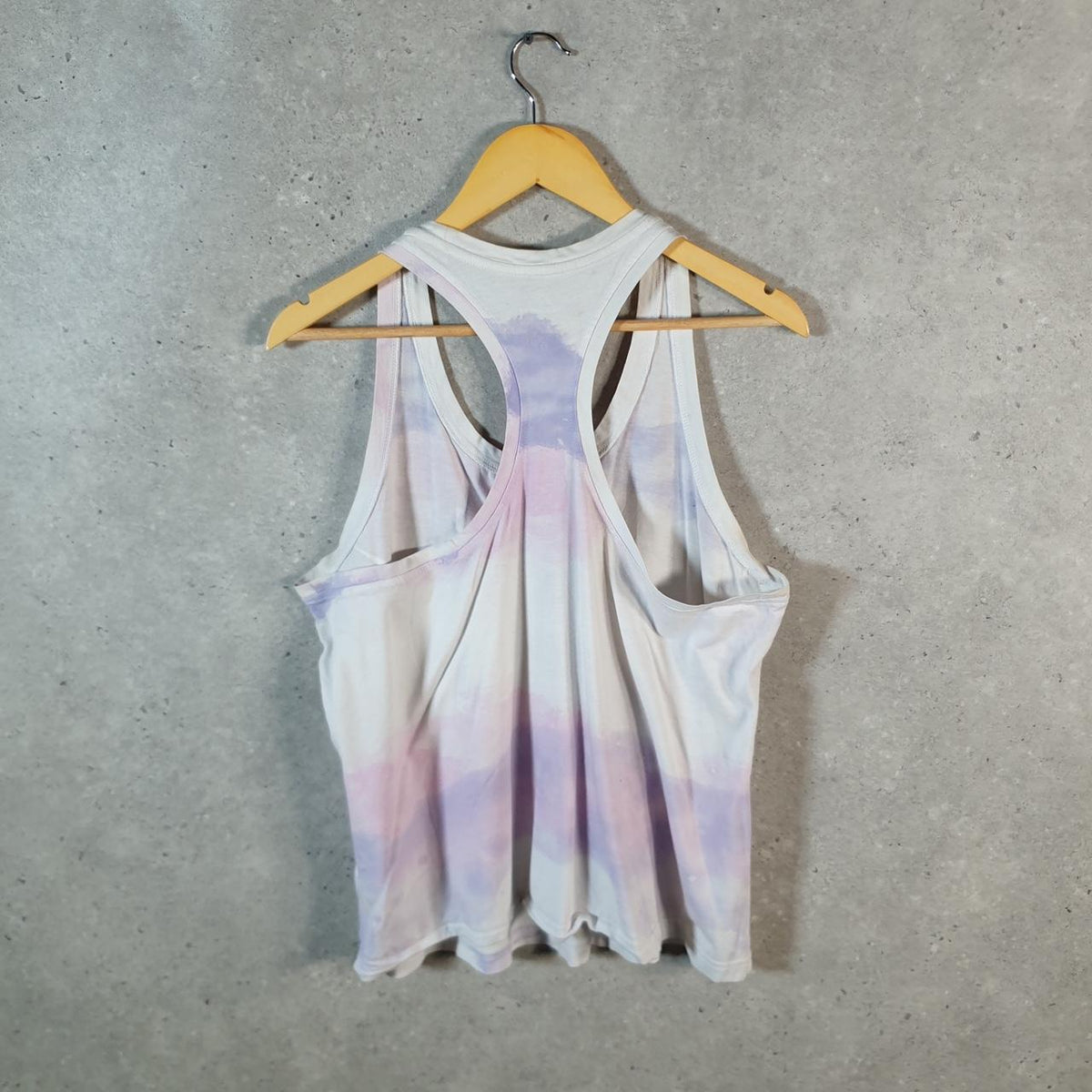 Vintage Nike Tie Dye Sports Vest Womens XL White Purple Logo Swoosh Athletic