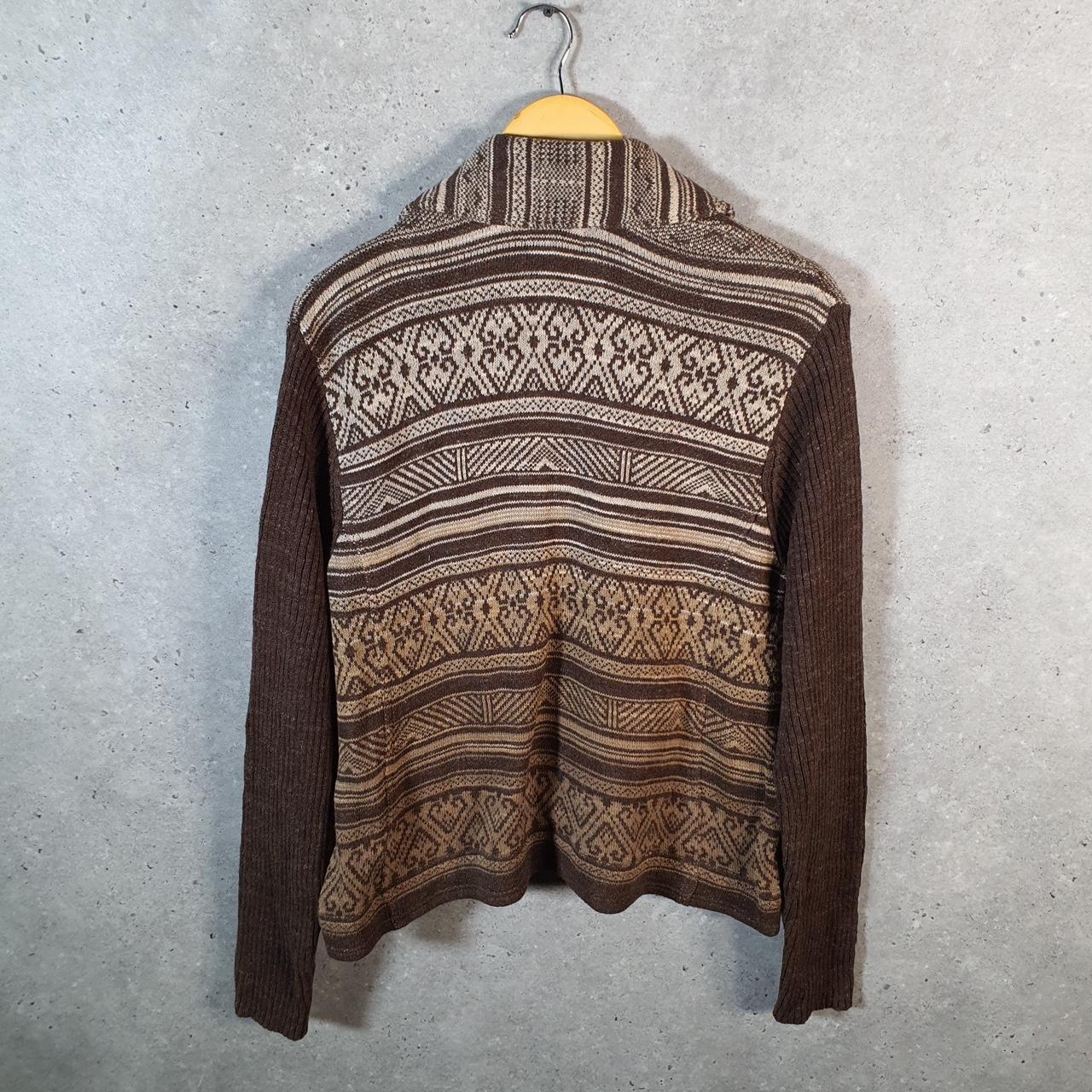 Vintage Ralph Lauren Polo Knit Sweater Womens XL Brown Cotton Full Zip