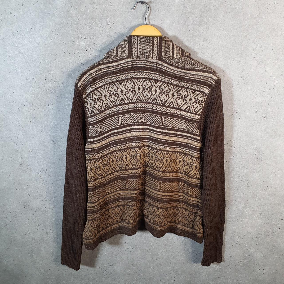 Vintage Ralph Lauren Polo Knit Sweater Womens XL Brown Cotton Full Zip