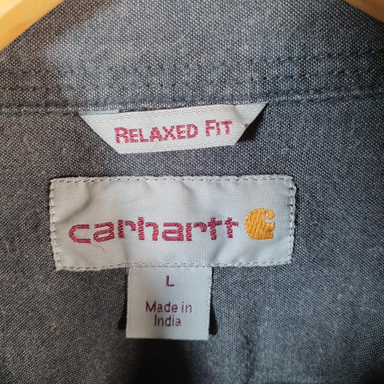 Vintage Carhartt Shirt Button Down Mens Large Grey Long Sleeve Chore Utility Relaxed - Big Fish Vintage