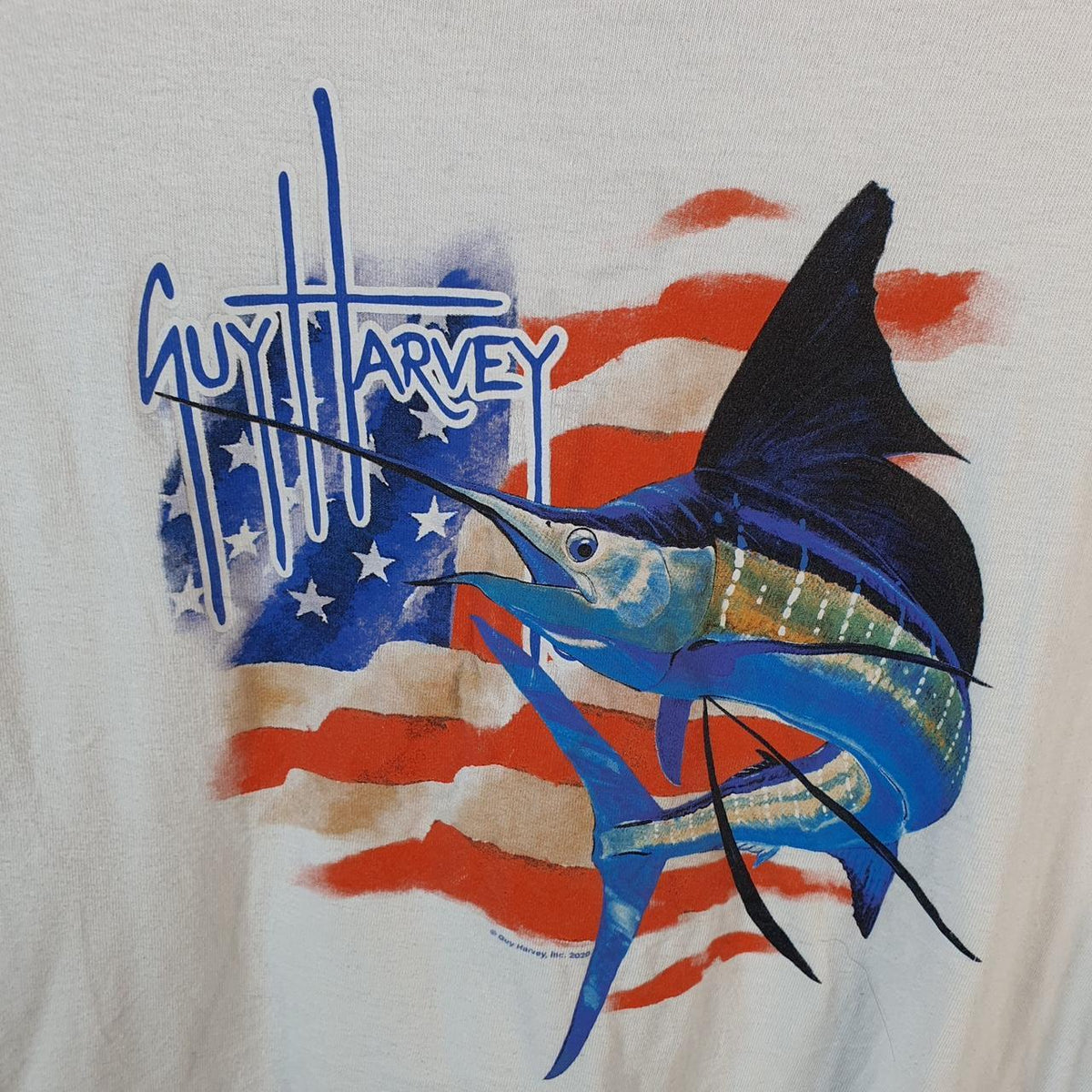 Vintage Guy Harvey Fish Y2K T Shirt Men’s White Large Casual Graphic Logo