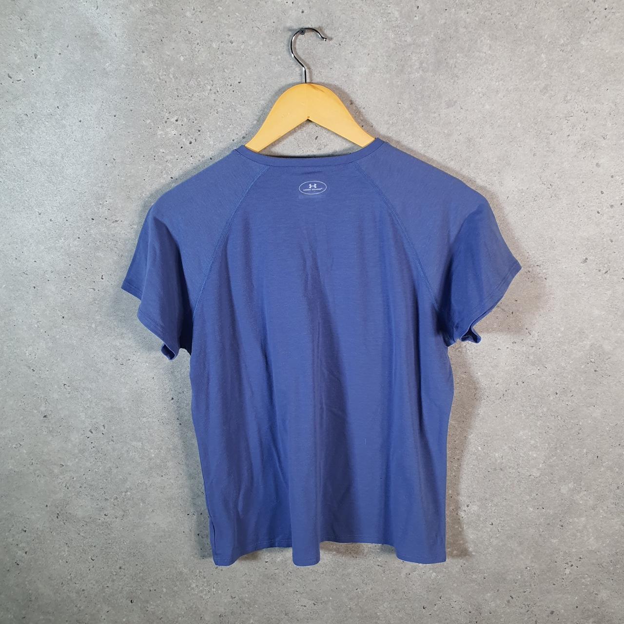 Vintage Under Armour Spellout T Shirt Shirt Womens Large Blue Loose Heat Gear Athletic C9667