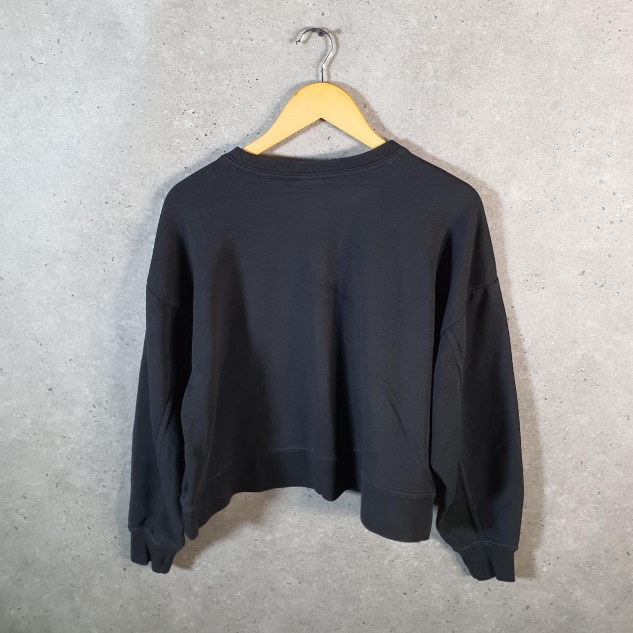 Vintage Nike Cropped Centre Swoosh Sweatshirt Womens Large Black Y2K Pullover