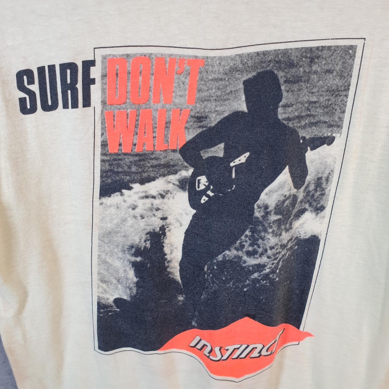 Vintage Hanes Don’t Surf Instinct 90s USA Single Stitch T Shirt Men’s Medium Beige