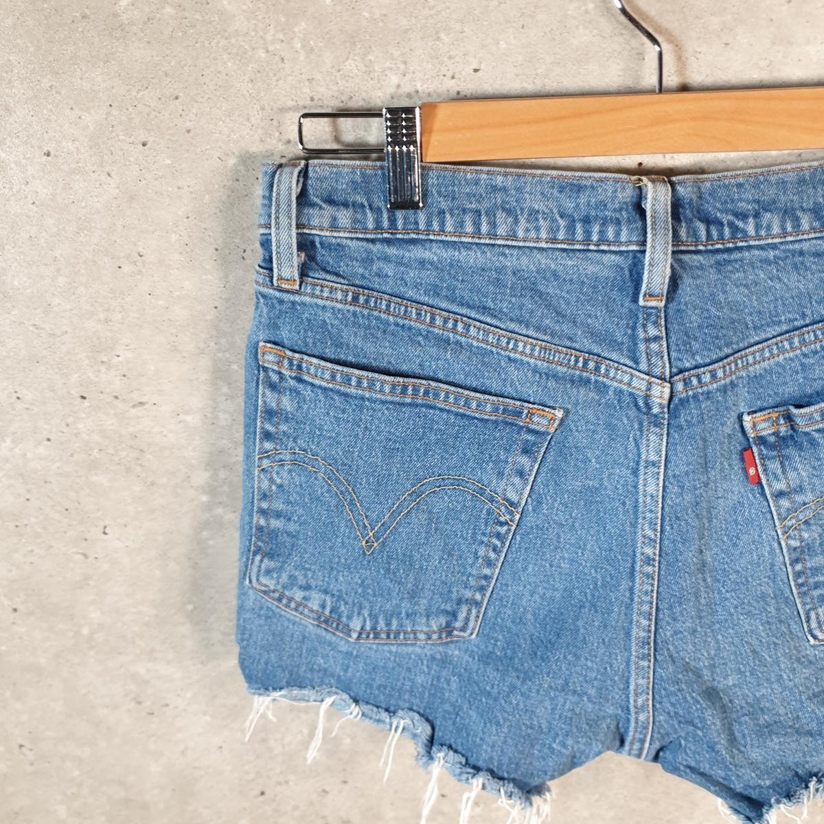 Vintage Levi’s 501 Cut Off Baggy Shorts Jorts Cargo Womens W31 Blue Relaxed Denim