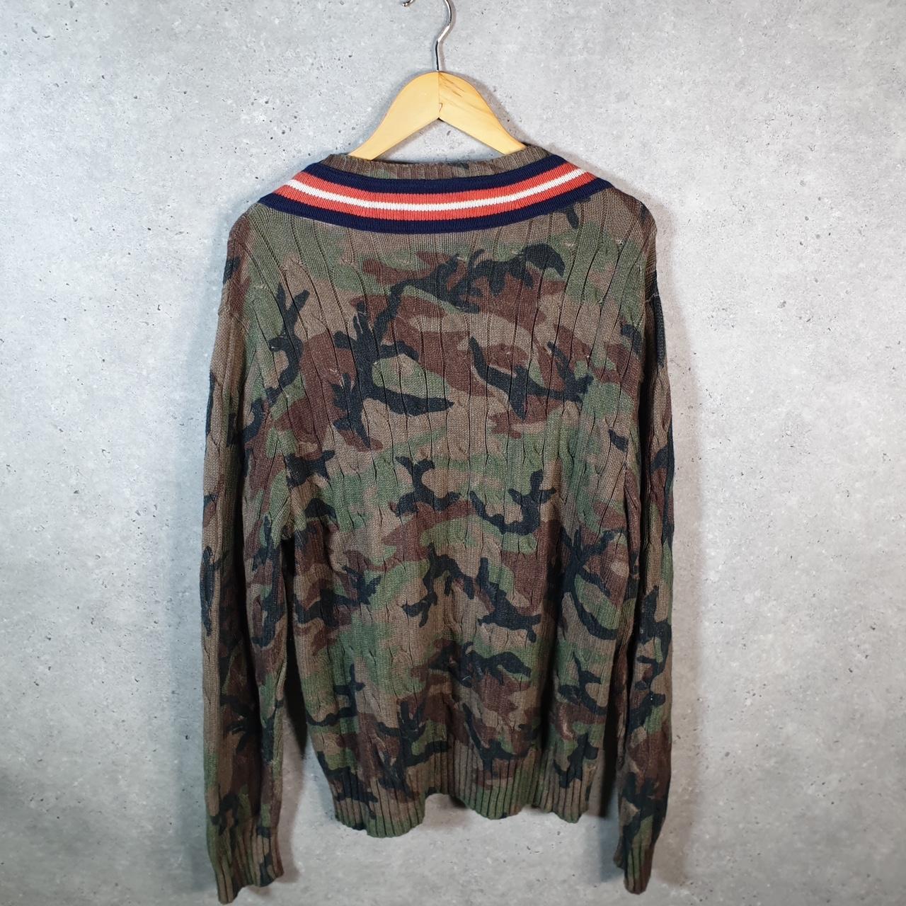 Vintage Ralph Lauren Polo Tiger Knit Cable Heavy Jumper Sweater Men’s Large Camo Pony Big Fish Vintage