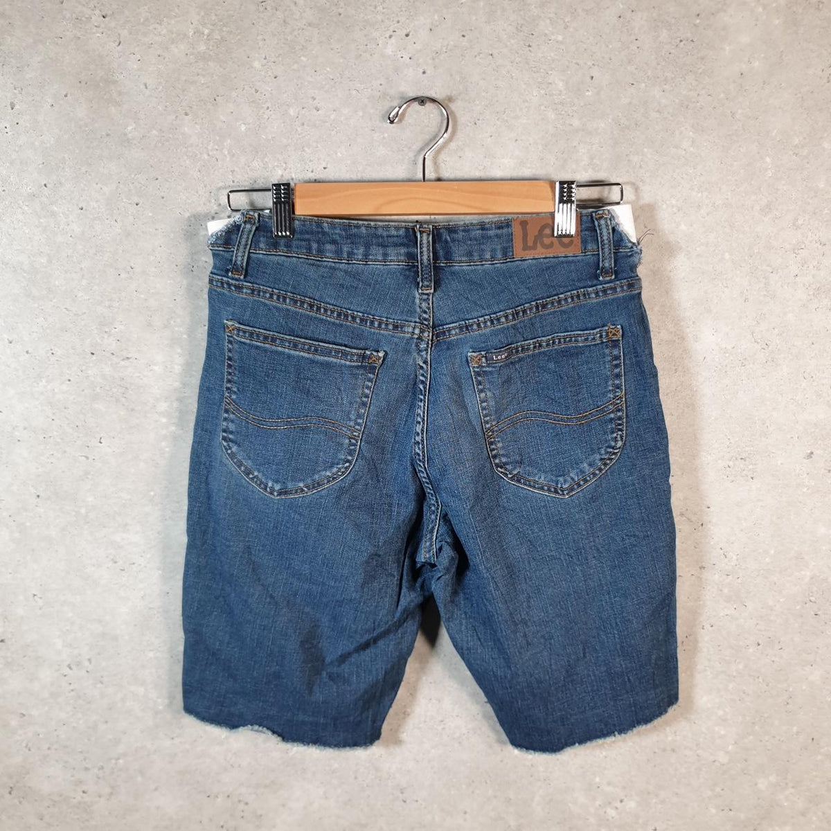 Vintage Lee Baggy Shorts Jorts Cargo Womens W28 Blue Relaxed Denim