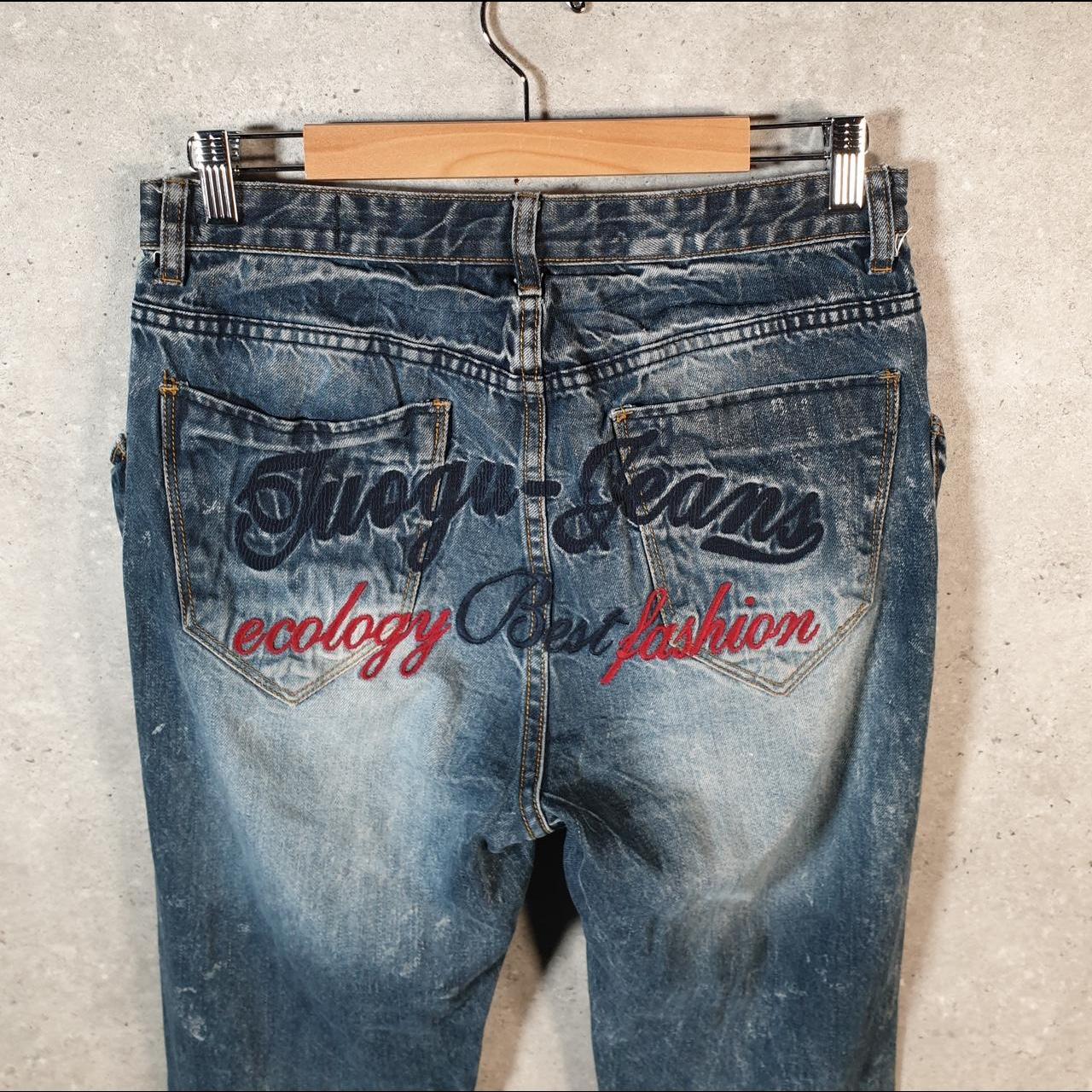 Vintage Tuogu Baggy Y2K Hip Hop Jeans Mens W29 Blue Embroidered Denim Big Fish Vintage