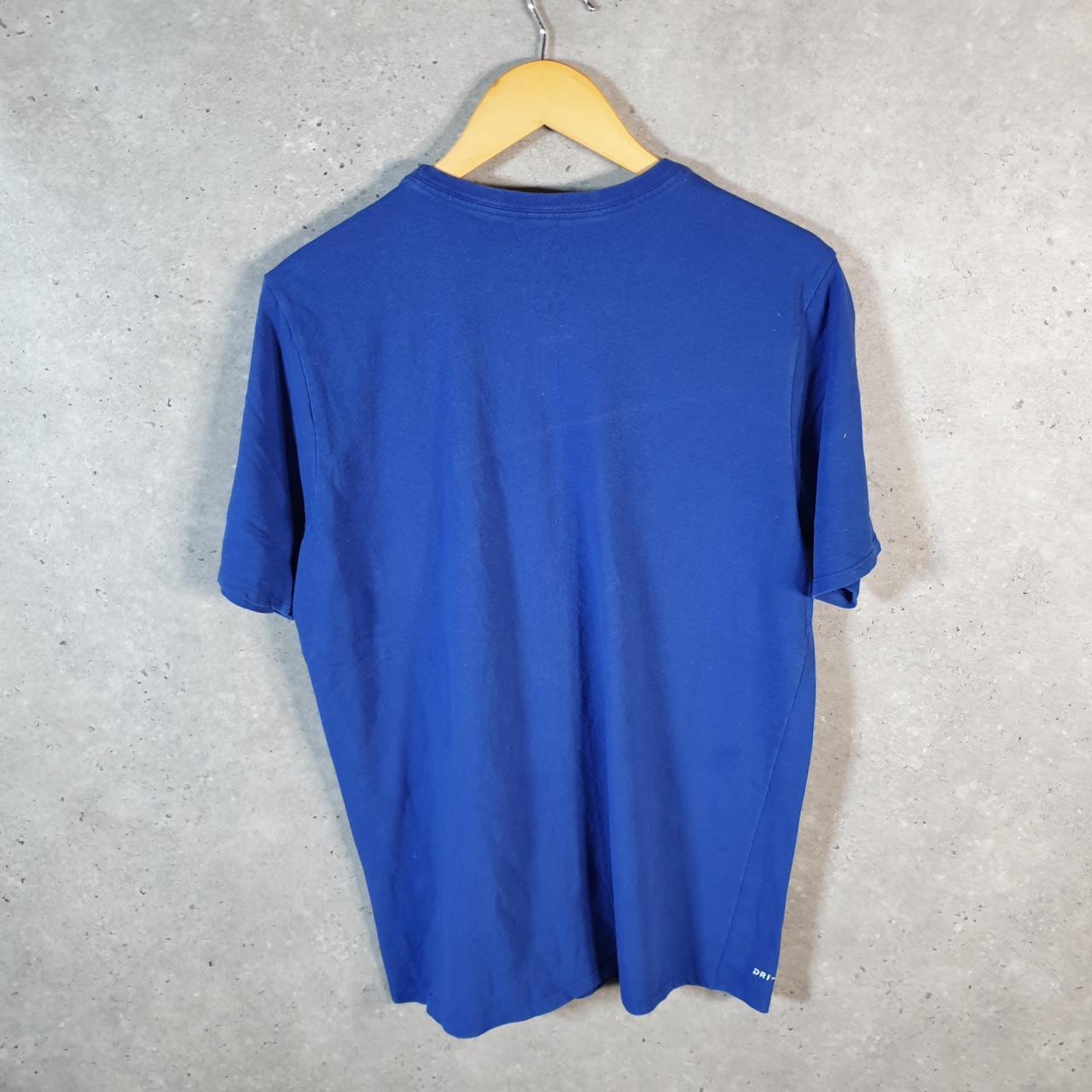 Vintage Nike Spellout Club Dri Fit T Shirt Men’s Large Blue Logo Swoosh Athletic