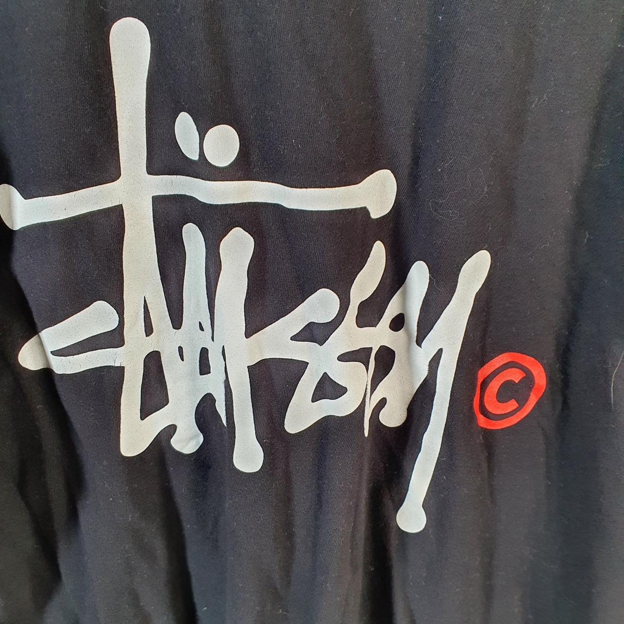 Vintage Stussy Spellout Printed Printed T Shirt Men’s Large Black Graphic Short Sleeve Big Fish Vintage
