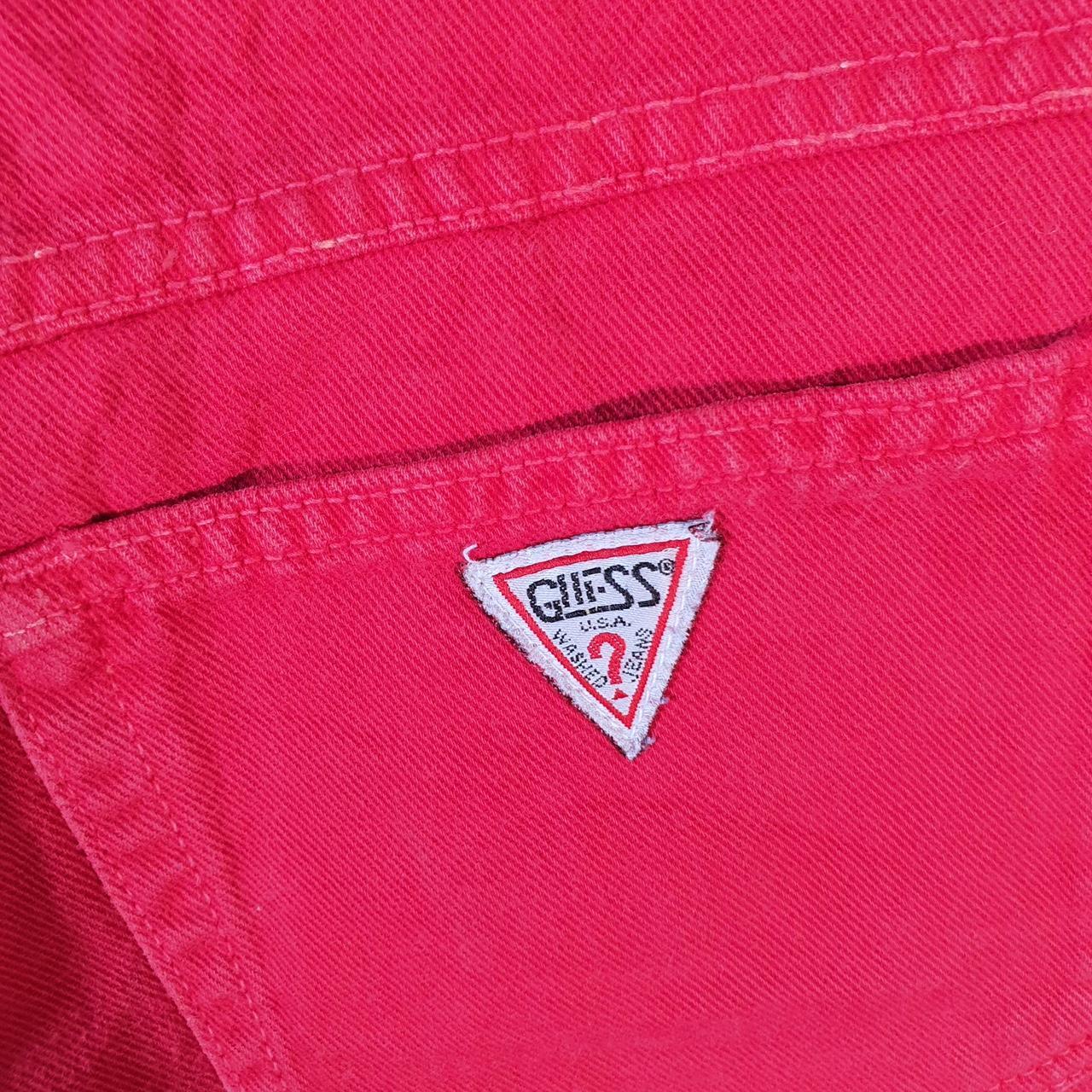 Vintage Guess Baggy Shorts Jorts Cargo Womens W30 Red Relaxed Denim