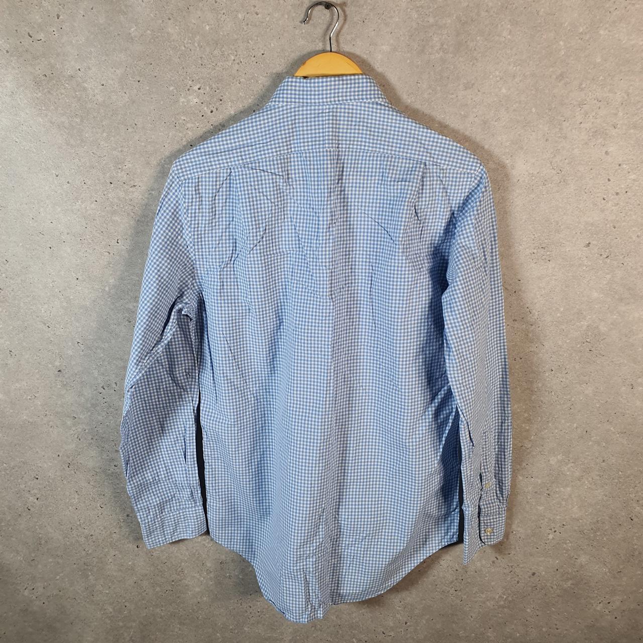 Vintage Ralph Lauren Button Down Shirt Men’s Small Blue Checkered Custom Fit Pony