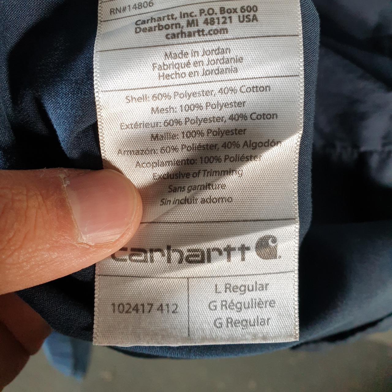 Vintage Carhartt Shirt Button Down Mens Large Navy Blue Short Sleeve Utility Relaxed Fit