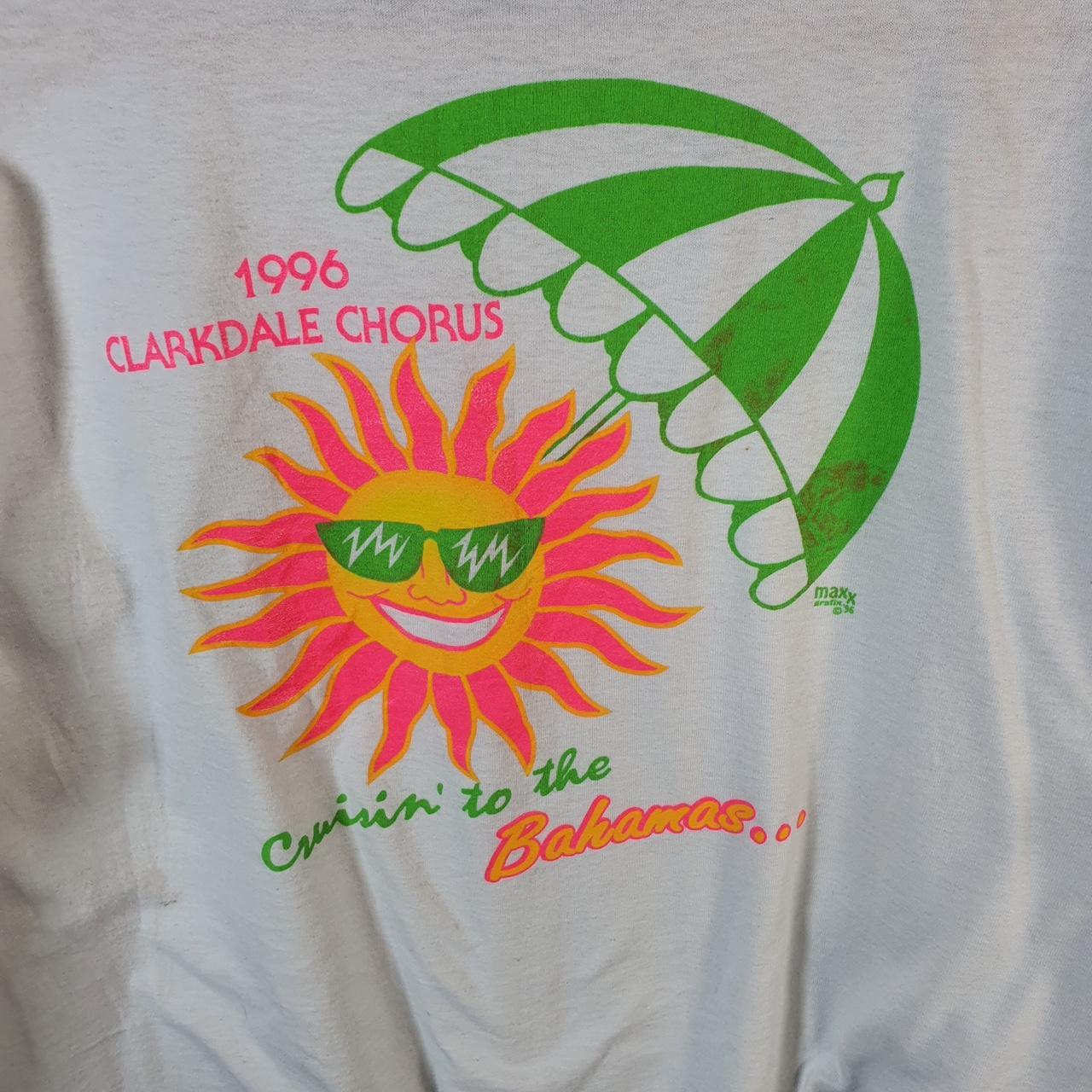 Vintage Oneita Power 1996 Clarkdale Chorus Bahamas USA Single Stitch T Shirt Men’s Large White