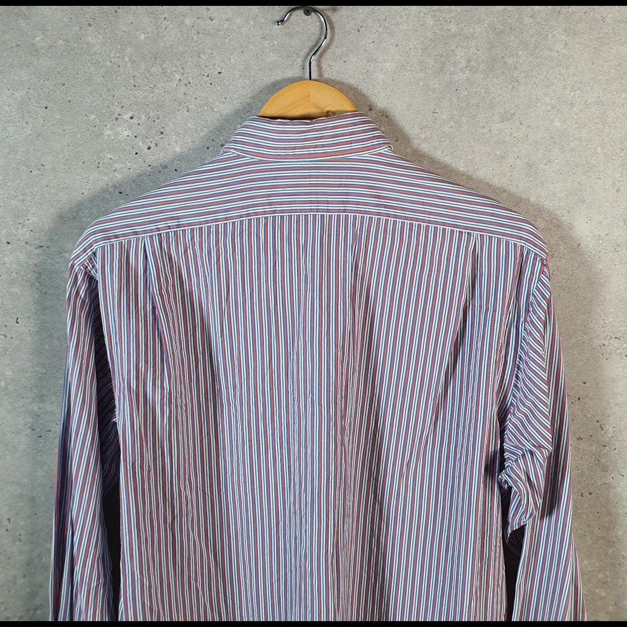 Vintage Ralph Lauren Button Down Shirt Men’s Large Blue Striped Curham Custom Fit C8479