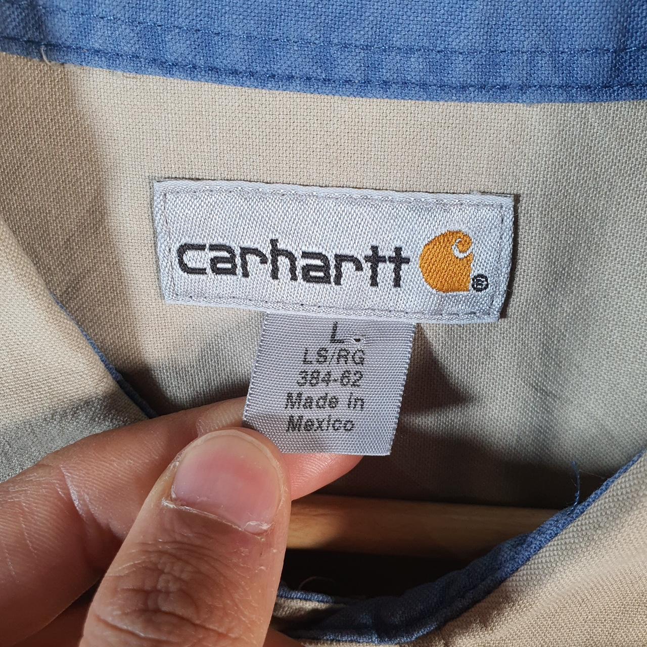 Vintage Carhartt Shirt Button Down Mens Large Brown Long Sleeve Chore Utility Relaxed - Big Fish Vintage