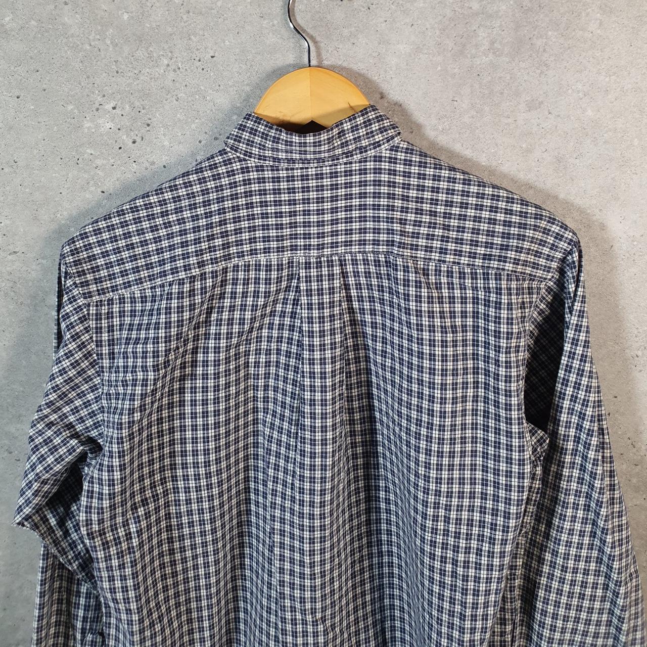 Vintage Ralph Lauren Button Down Shirt Womens Large Blue Checkered Cotton Pony Casual Big Fish Vintage