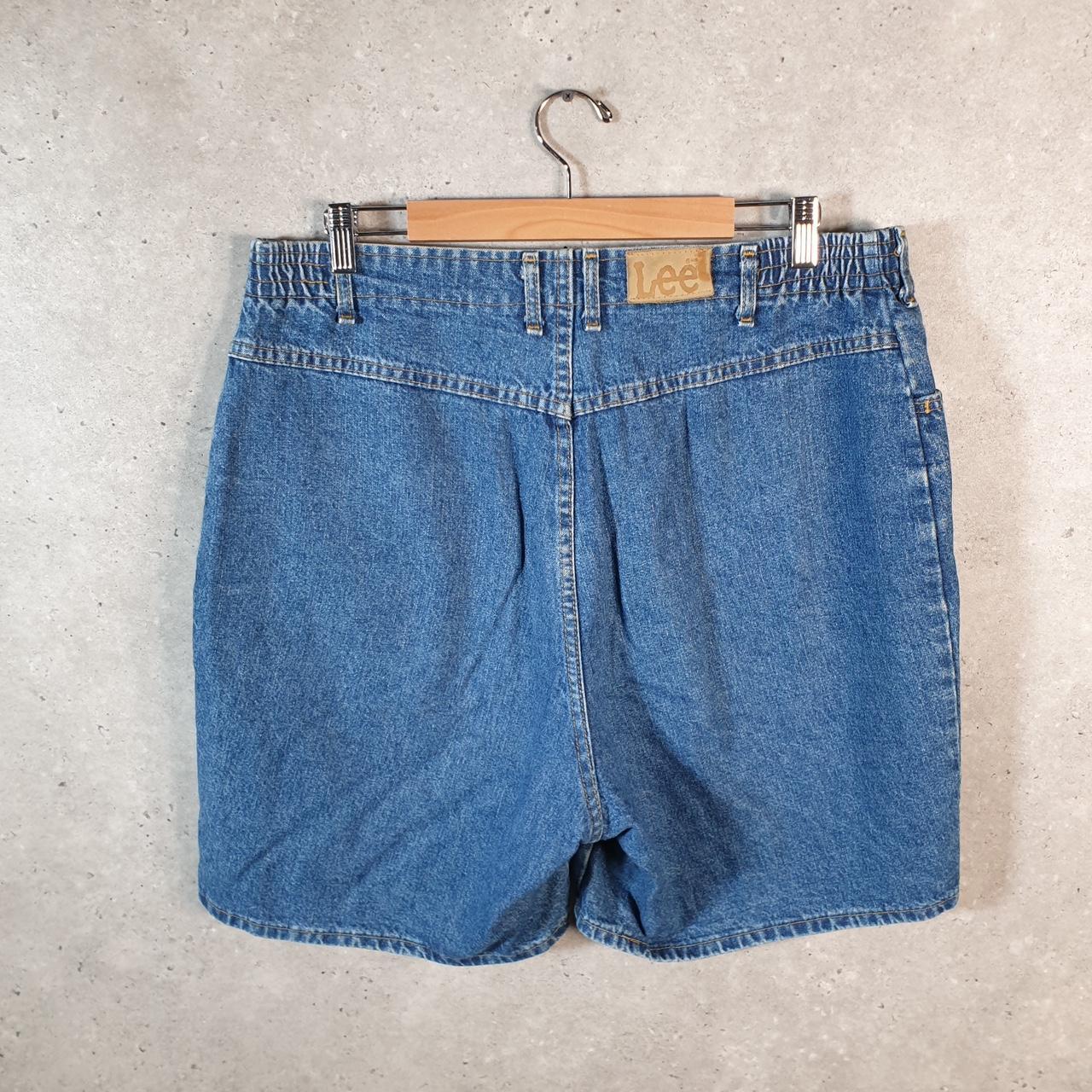Vintage Lee Baggy Shorts Jorts Cargo Womens W34 Blue Relaxed Denim