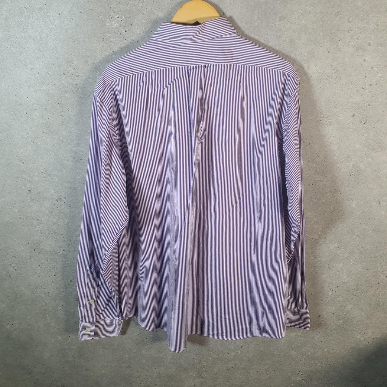 Vintage Ralph Lauren Button Down Shirt Men’s XL Purple Striped Custom Fit Cotton Pony