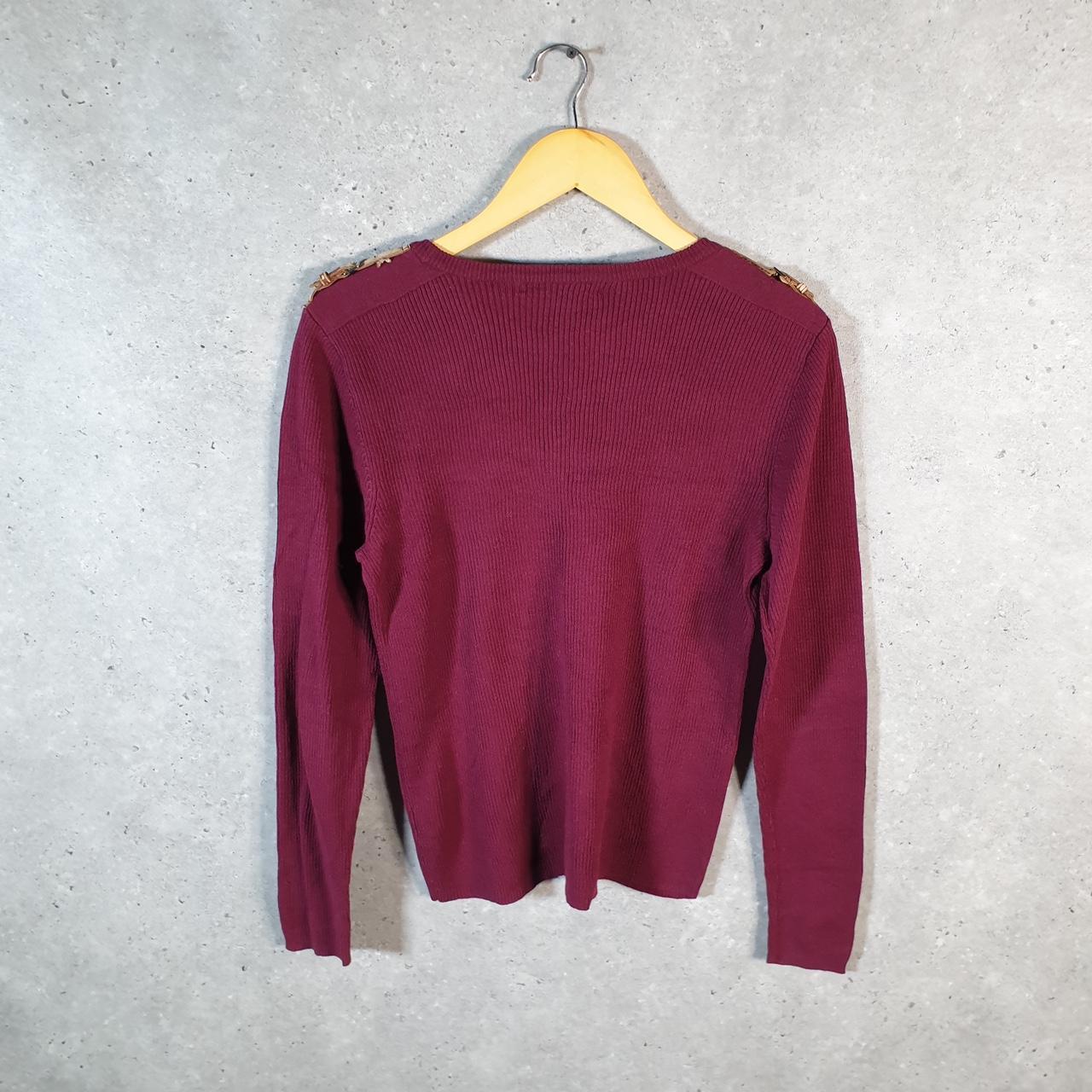 Vintage Ralph Lauren Polo Knit Sweater Womens Large Burgundy Cotton Pullover