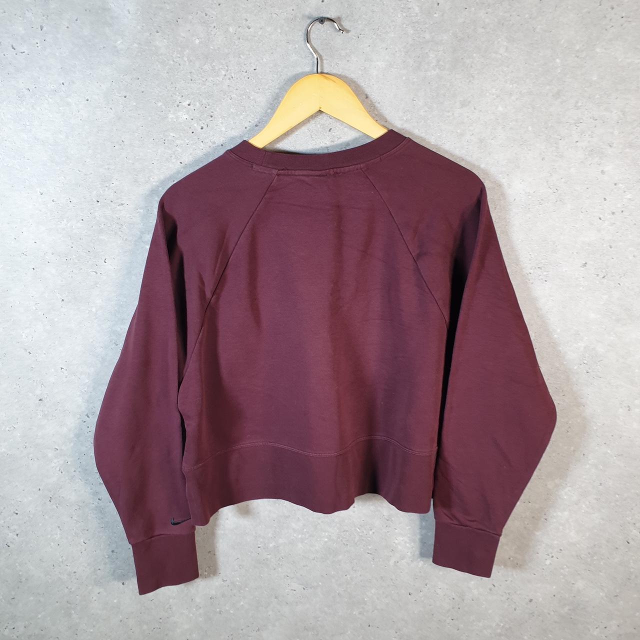 Vintage Nike Cropped Spellout Hoodie Womens Small Burgundy Red Swoosh Y2K Pullover Logo