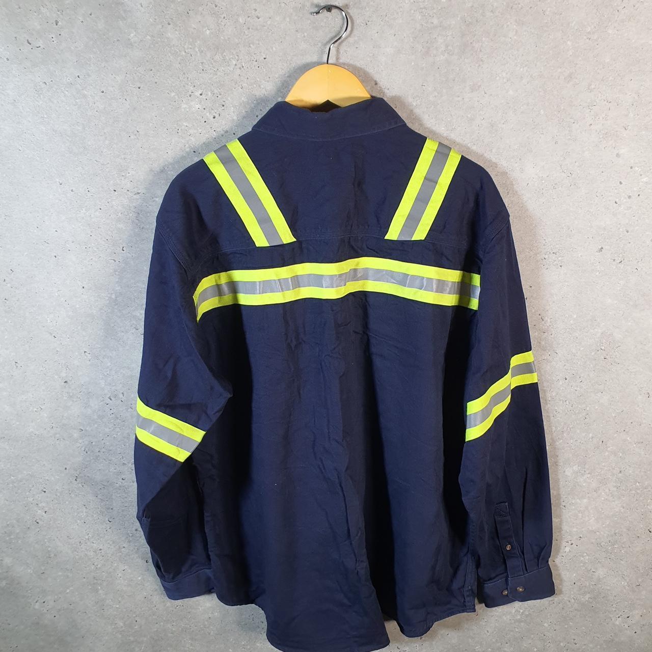Vintage Carhartt FR Shirt Button Down Mens Large Navy Blue Long Sleeve Utility Relaxed Fit