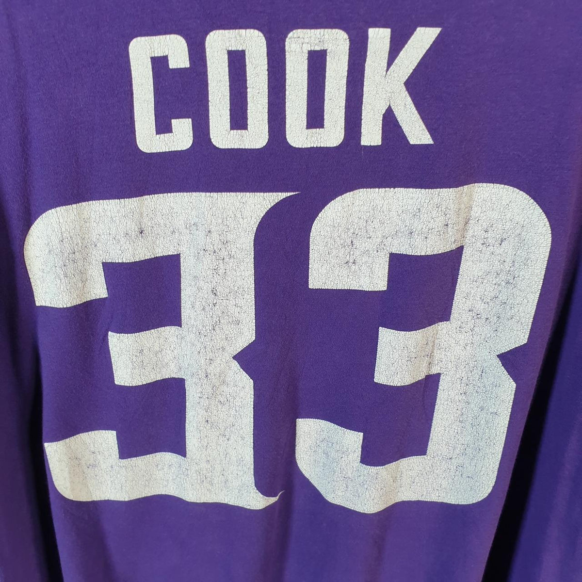 Vintage NFL Minnesota Vikings T Shirt Mens XL Purple Cook 33 Logo Pro Sport