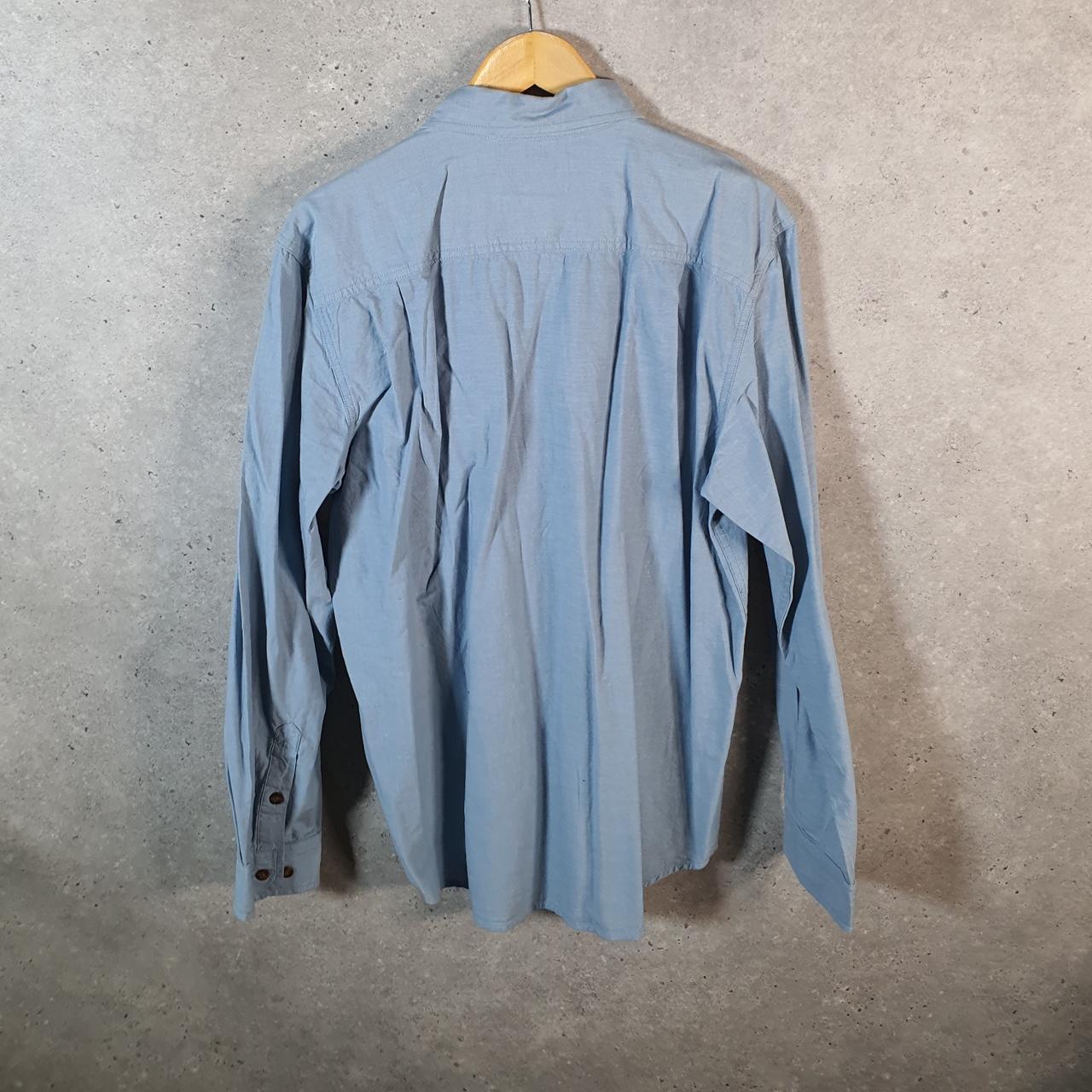 Vintage Carhartt Shirt Button Down Mens Medium Blue Long Sleeve Chore Utility Original - Big Fish Vintage