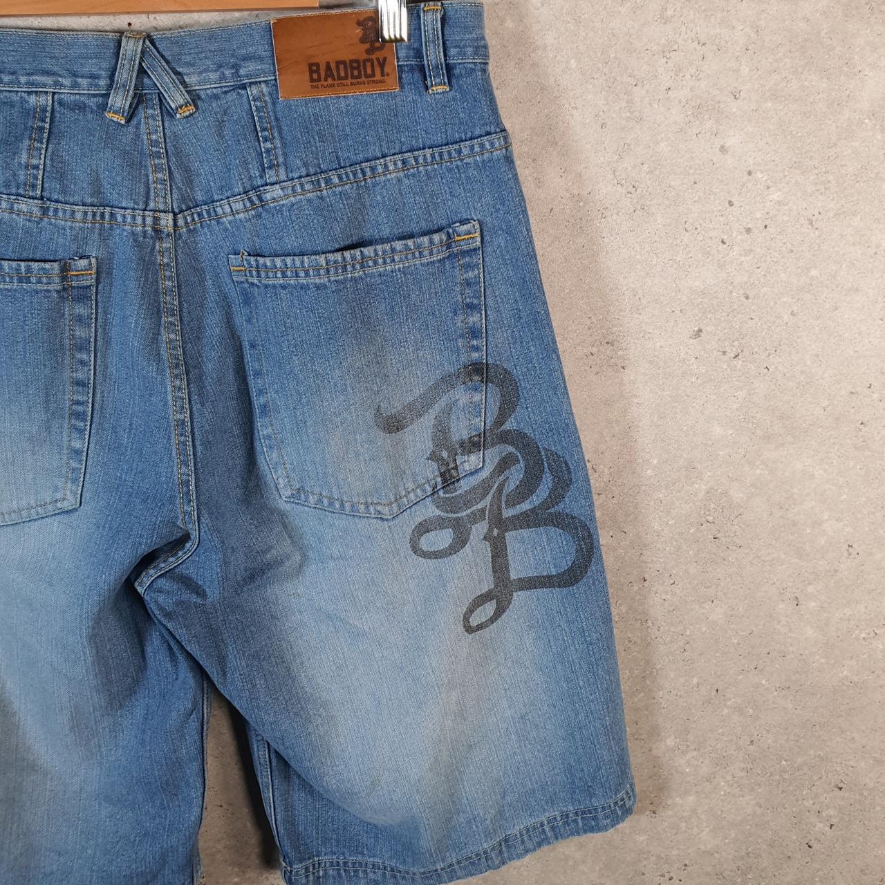 Vintage Badboy Baggy Y2K Hip Hop Jorts Shorts Mens W32 Blue Denim USA A4671