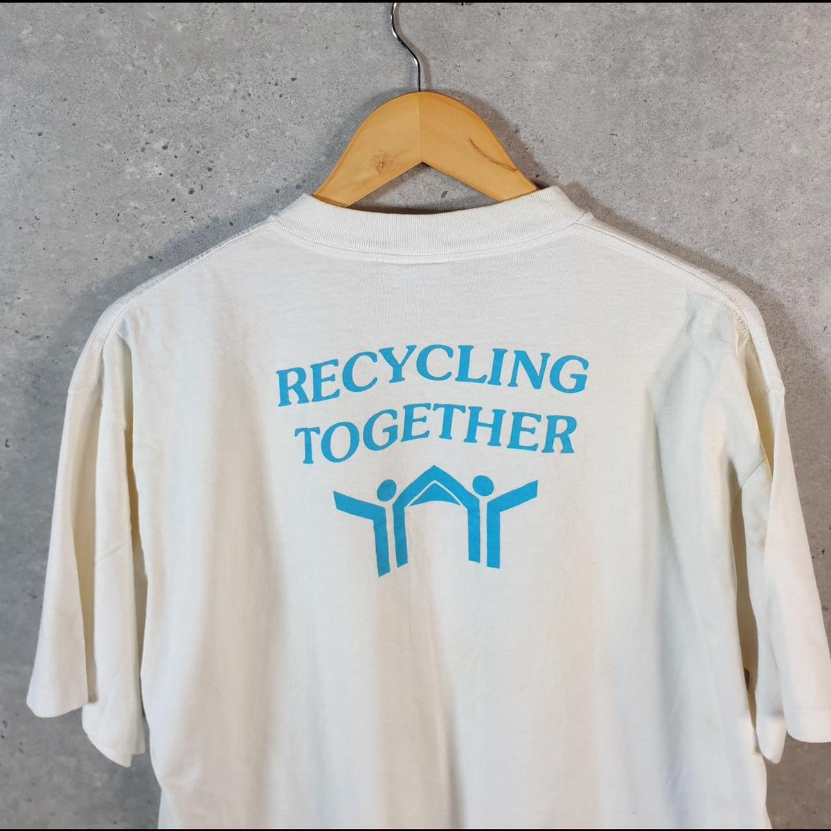 Vintage AllSport Saint Luke’s Recycling Together 90s USA Single Stitch T Shirt Men’s XL White C8055