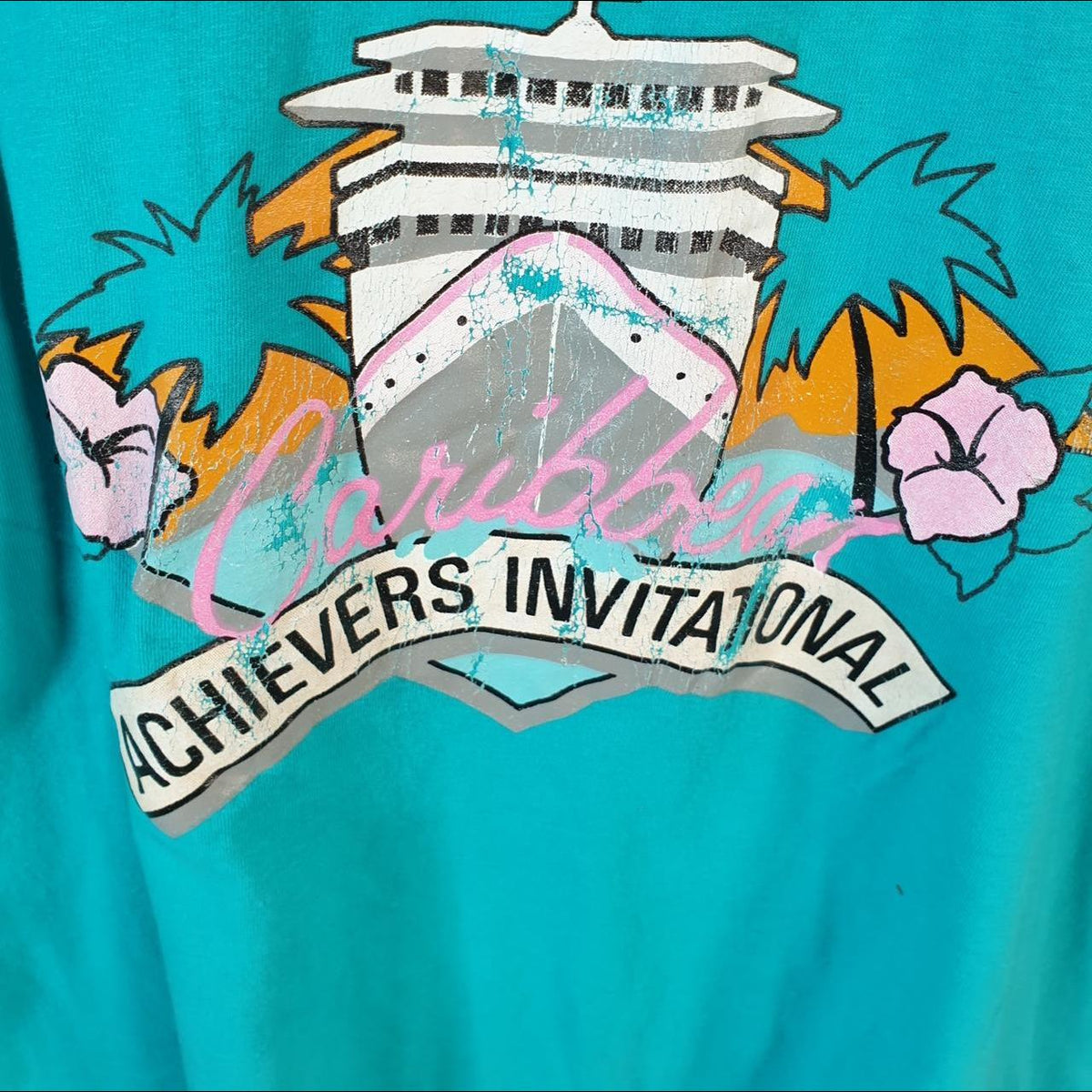 Vintage Caribbean Achievers Invitational Ship USA 90s Single Stitch T Shirt Men’s Small Blue C8758