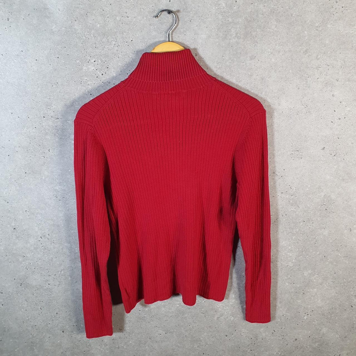 Vintage Eddie Bauer Knit Sweater Womens Medium Tall Red Y2K Pullover