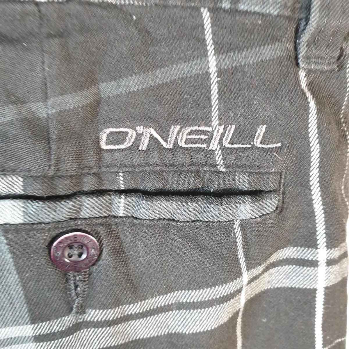 Vintage O’Neill Chino Shorts Jorts Cargo Men’s W32 Black Checkered Baggy Cotton
