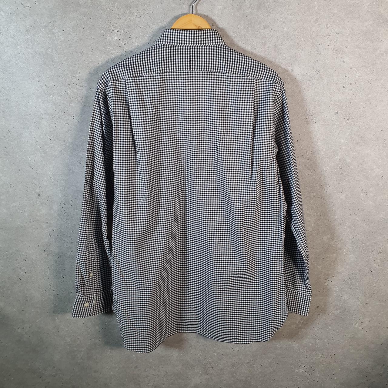 Vintage Ralph Lauren Button Down Shirt Men’s Medium Grey Checkered Slim Fit Pony Casual C8490