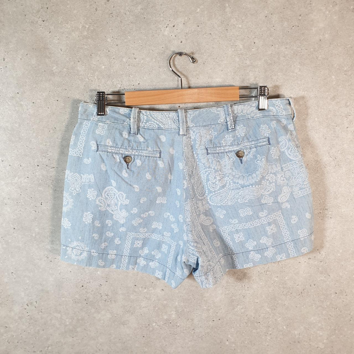 Vintage Ralph Lauren Polo Shorts Jorts Chino Cargo Womens W32 Blue Baggy Cotton
