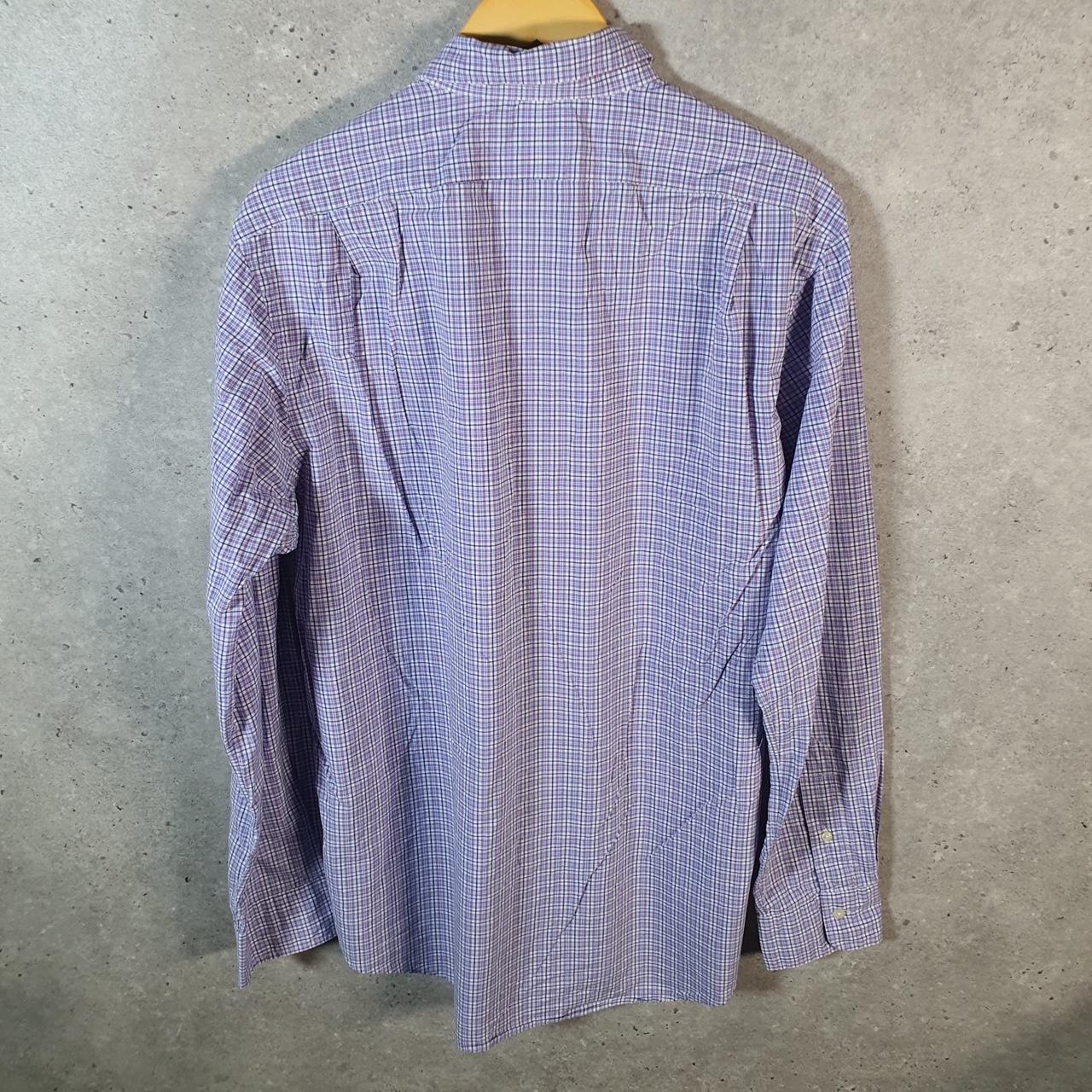Vintage Ralph Lauren Button Down Shirt Men’s XL Lilac Checkered Cotton Stretch Pony