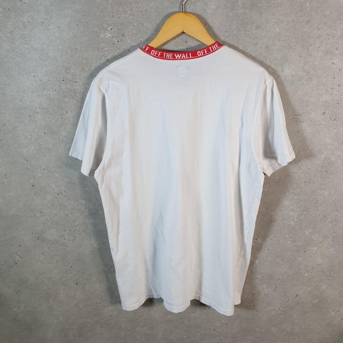 Vintage Vans Off the Wall Spellout T Shirt Men’s Large White Classic Fit Athletic Casual