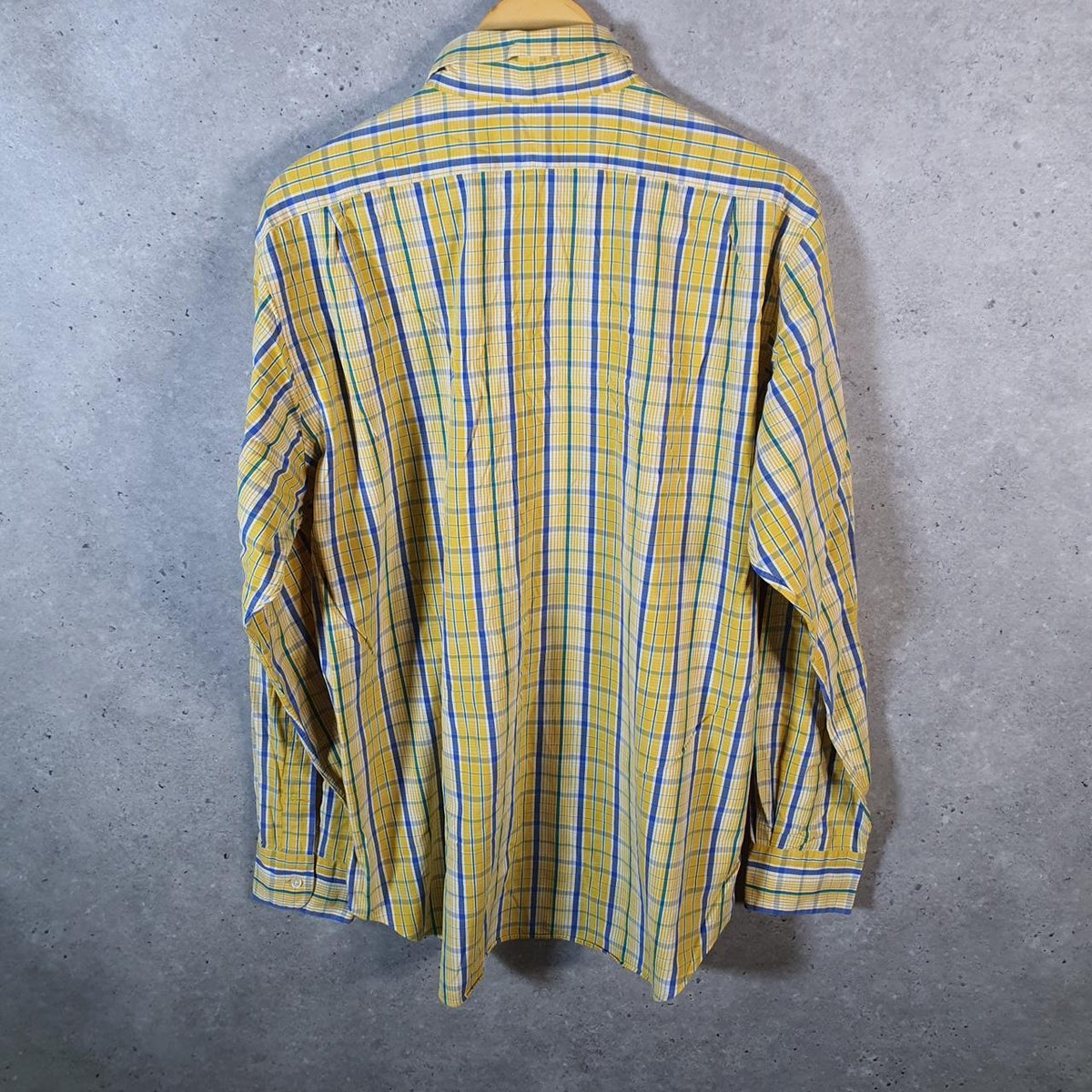 Vintage Ralph Lauren Button Down Shirt Mens Large Yellow Checkered Estate Sport