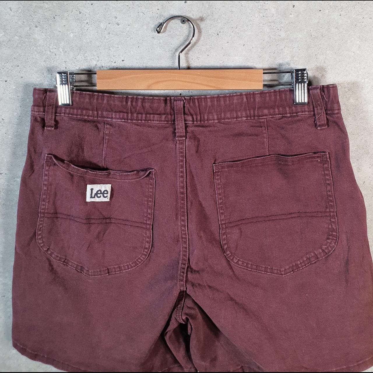 Vintage Lee Chino Shorts Jorts Cargo Womens W32 Burgundy Red Baggy Cotton A4437