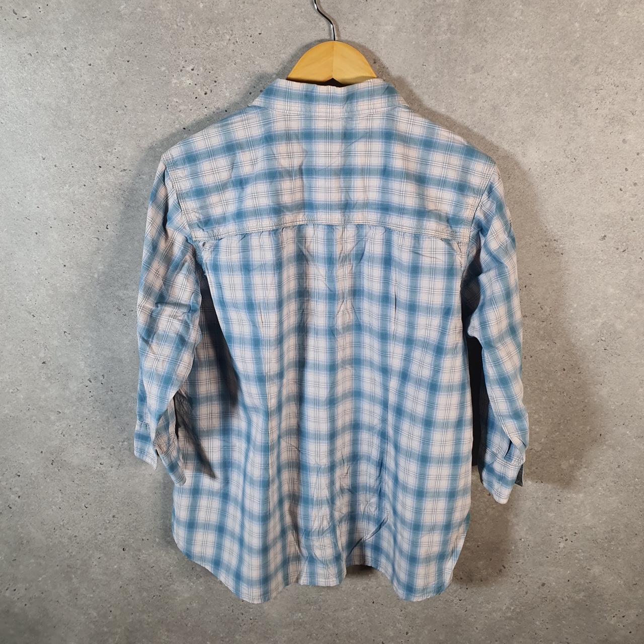 Vintage Carhartt Shirt Button Down Womens XL Blue Checkered Utility Relaxed Fit