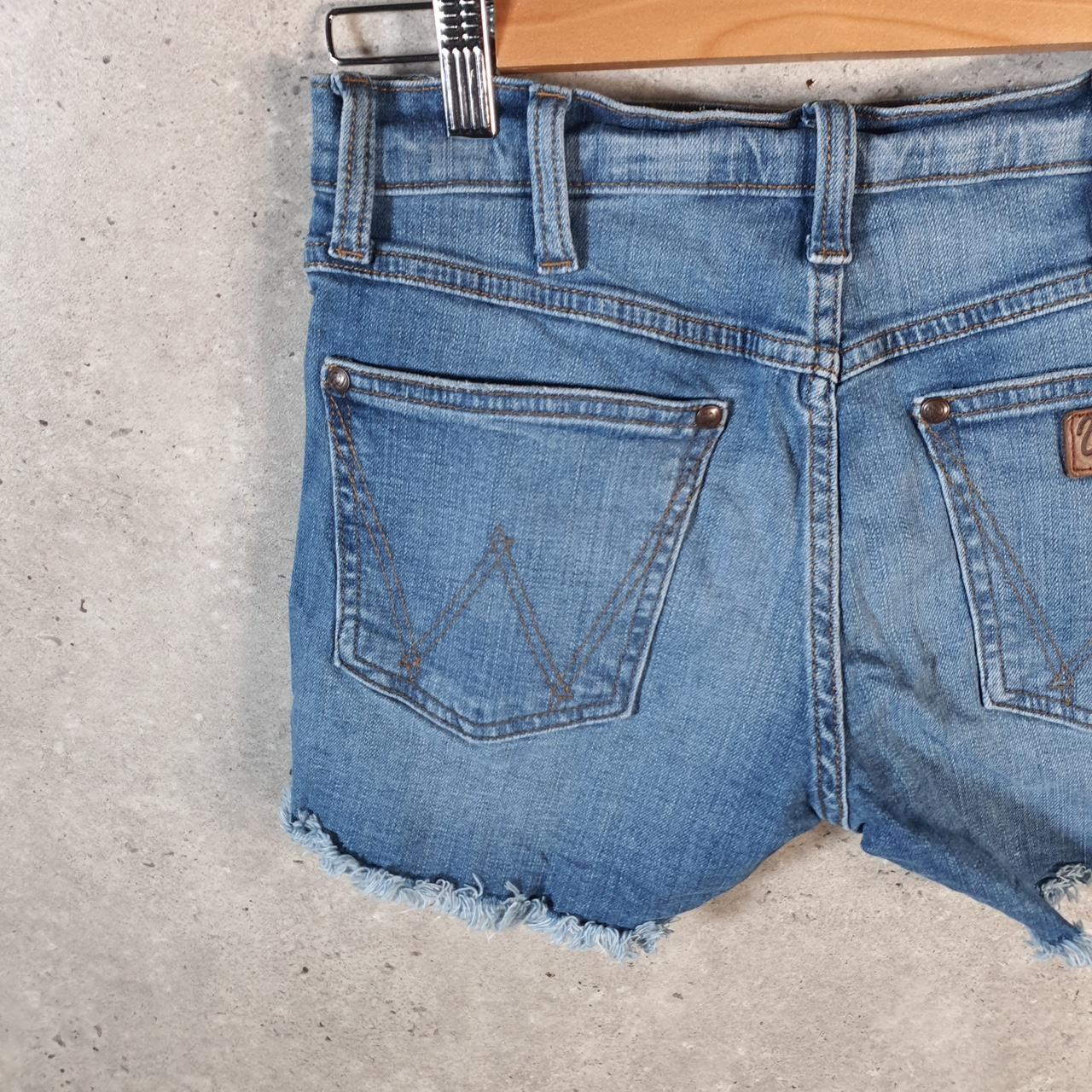 Vintage Wrangler Cut Short Baggy Shorts Jorts Cargo Womens W28 Blue Relaxed Denim