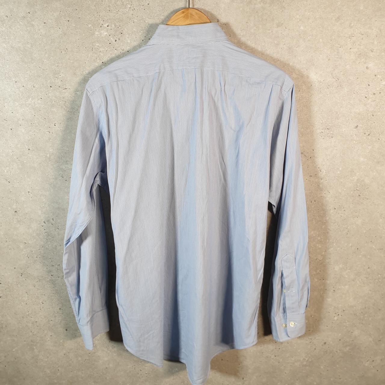 Vintage Ralph Lauren Button Down Shirt Men’s Medium Blue Striped Andrew Classic Fit Cotton Big Fish Vintage